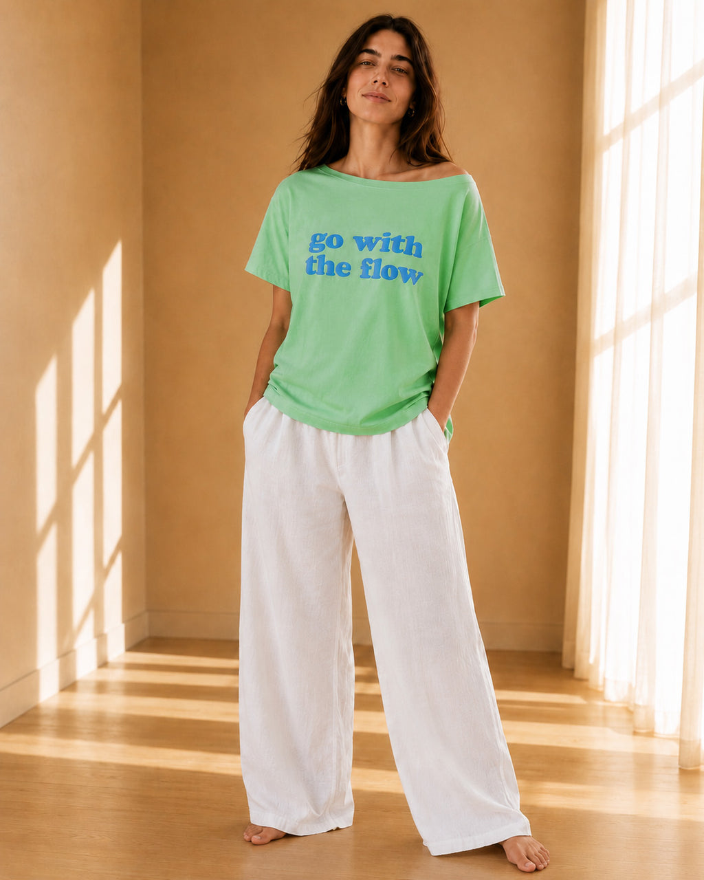 GO WITH THE FLOW SLASH TEE GARDEN GREEN