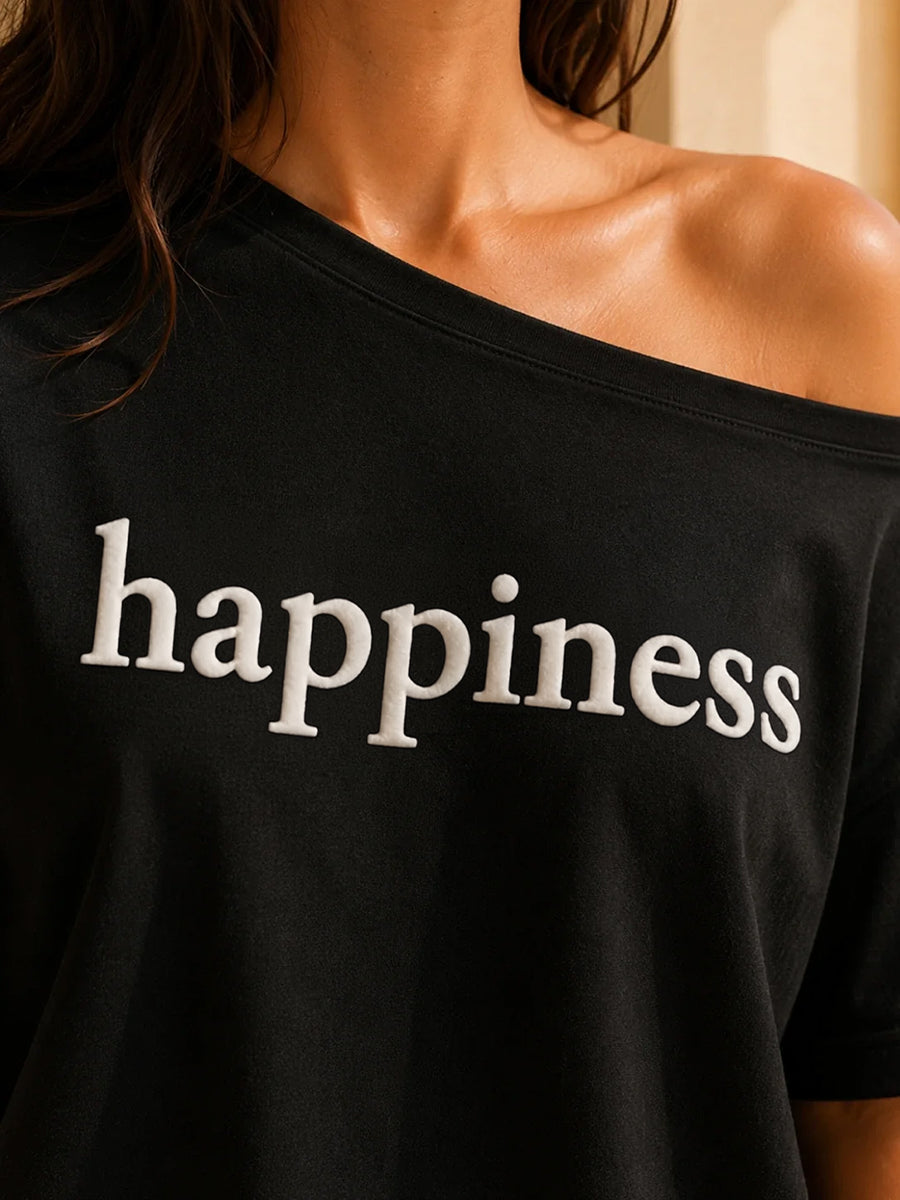 HAPPINESS SLASH TEE MIDNIGHT BLACK