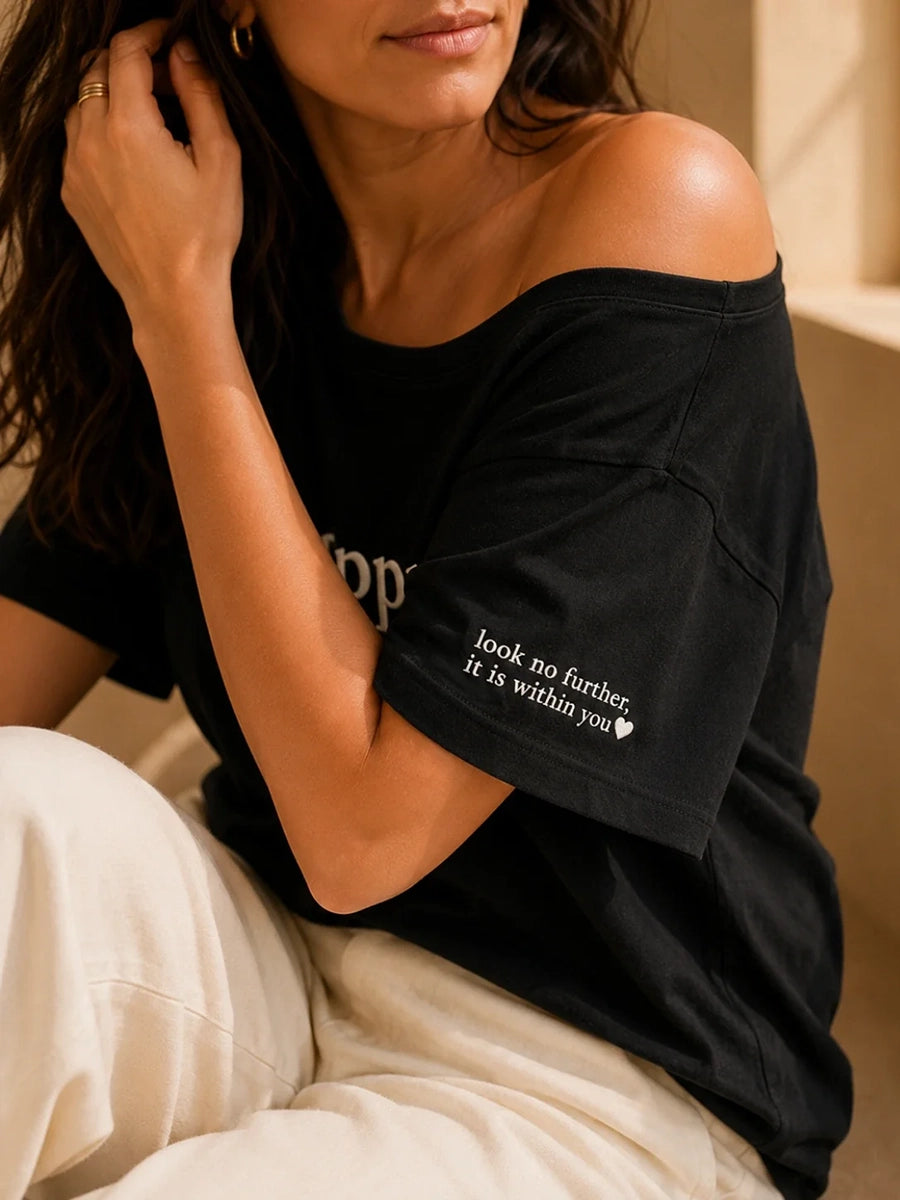 HAPPINESS SLASH TEE MIDNIGHT BLACK