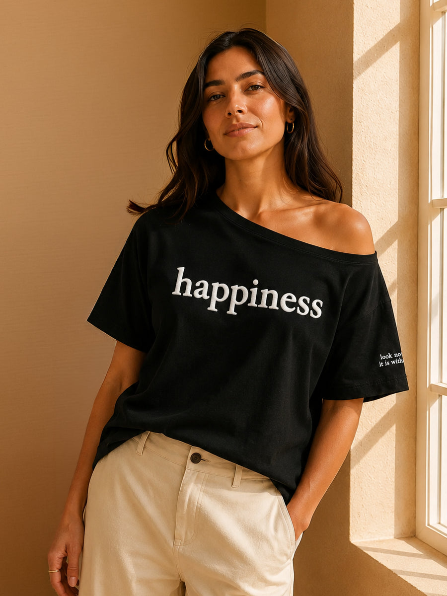 HAPPINESS SLASH TEE MIDNIGHT BLACK