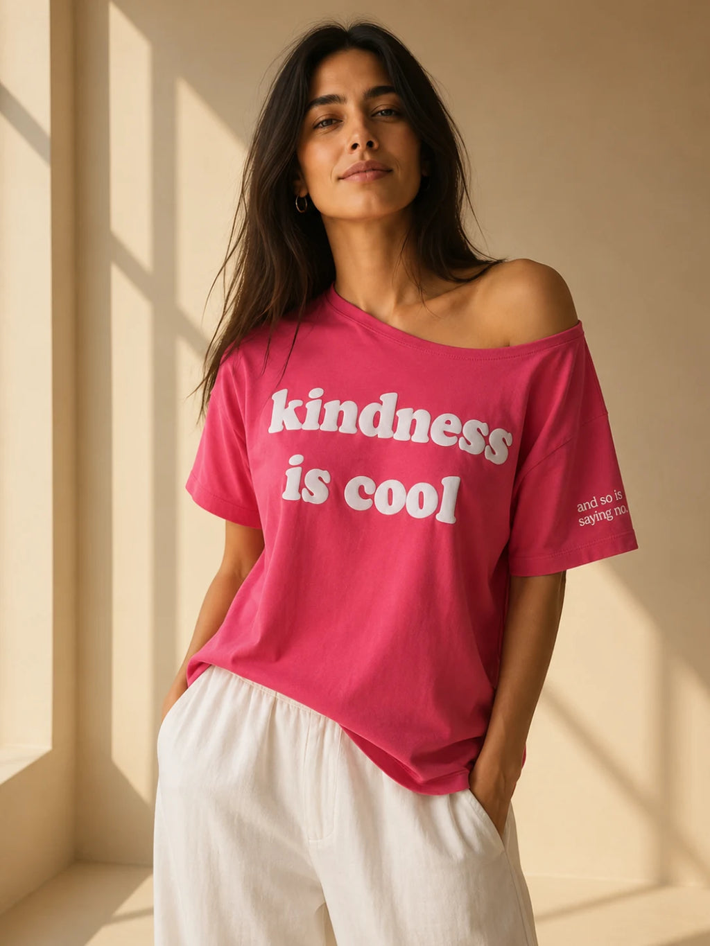 KINDNESS IS COOL SLASH TEE ROSE PINK