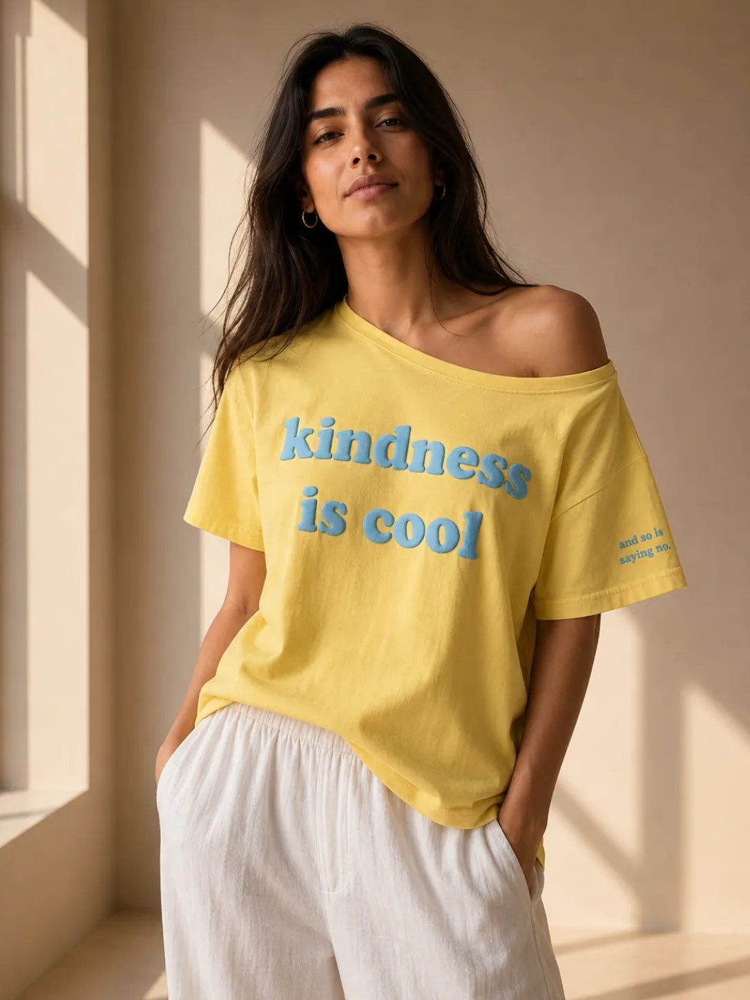 KINDNESS IS COOL SLASH TEE GOLDEN HOUR YELLOW