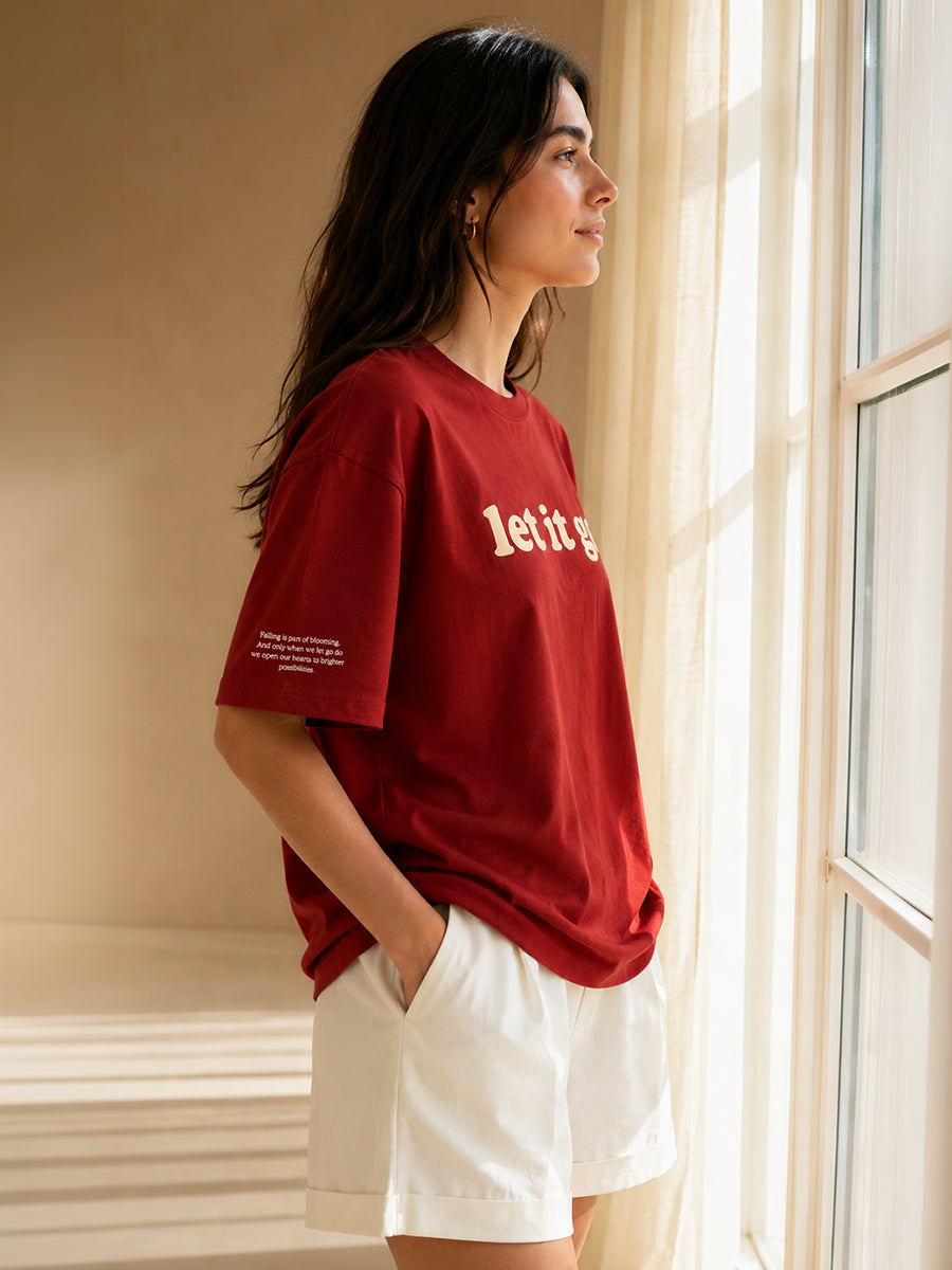 LET IT GO TEE AUTUMN MAROON