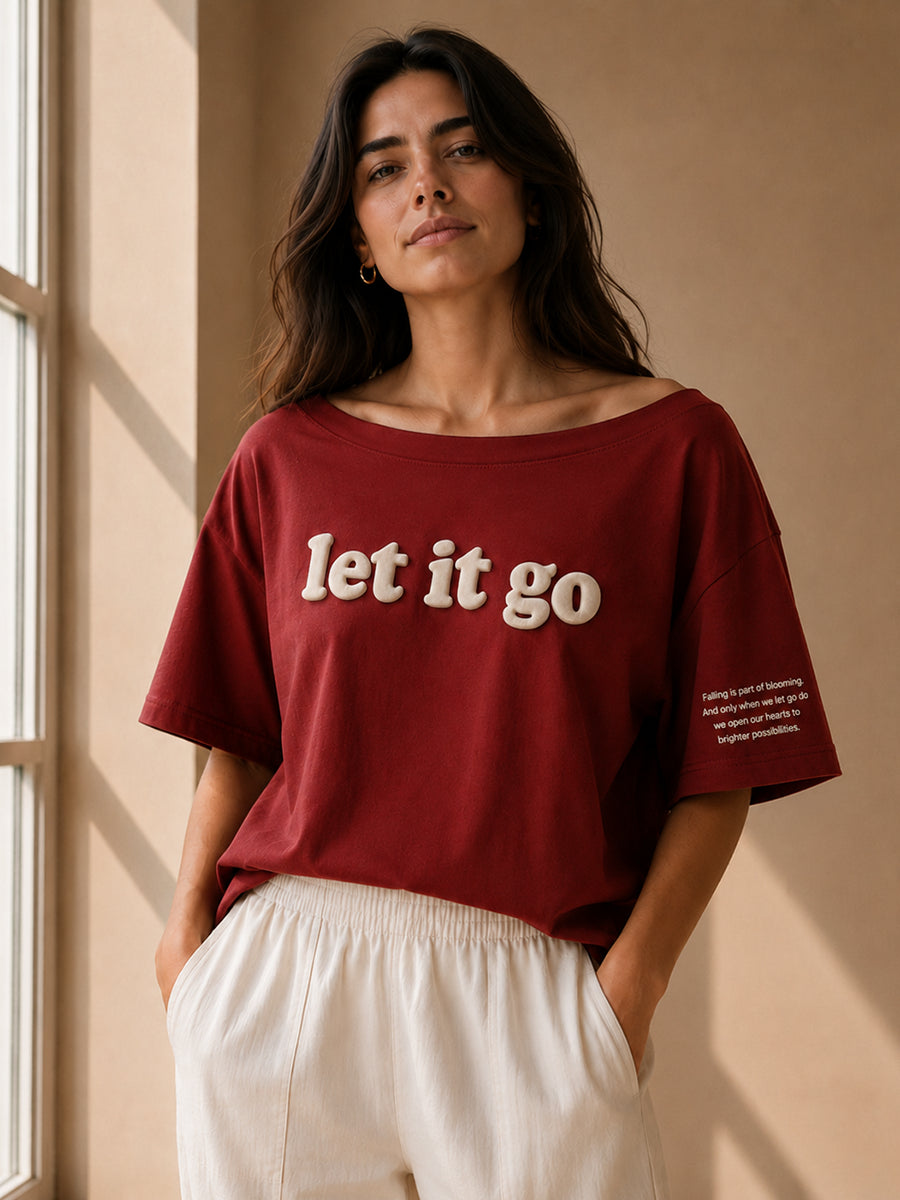 LET IT GO SLASH TEE AUTUMN MAROON