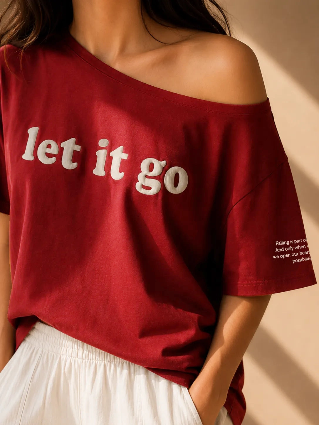 LET IT GO SLASH TEE AUTUMN MAROON