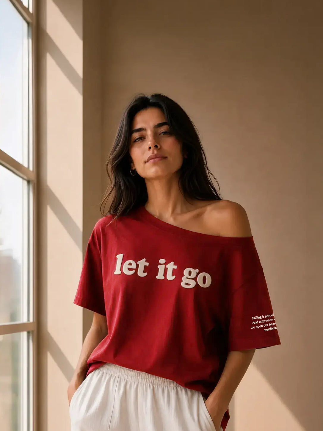 LET IT GO SLASH TEE AUTUMN MAROON