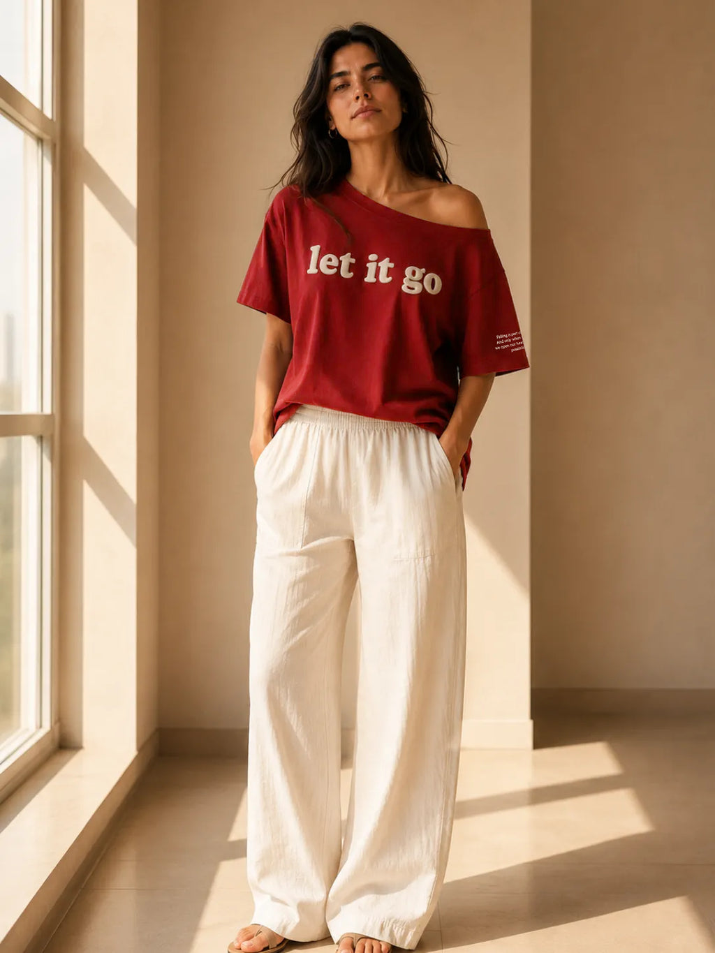 LET IT GO SLASH TEE AUTUMN MAROON