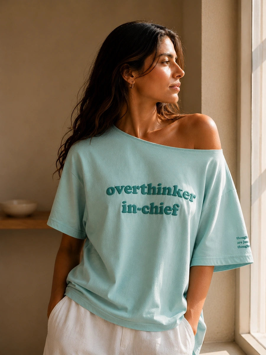 OVERTHINKER IN-CHIEF SLASH TEE SEA GLASS BLUE