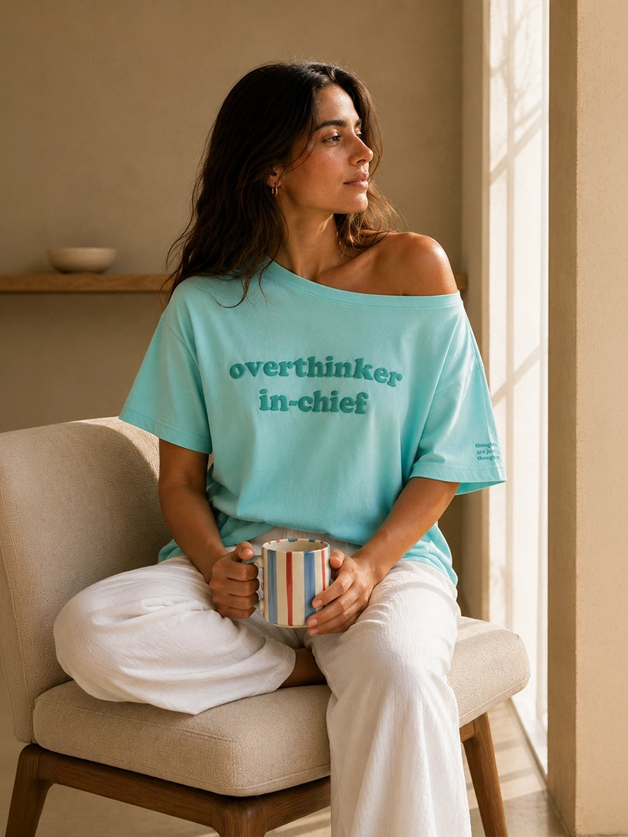 OVERTHINKER IN-CHIEF SLASH TEE SEA GLASS BLUE