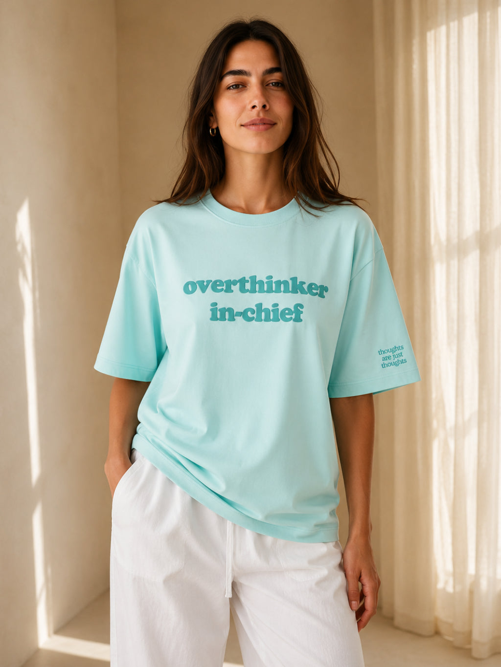 OVERTHINKER IN-CHIEF TEE SEA GLASS BLUE