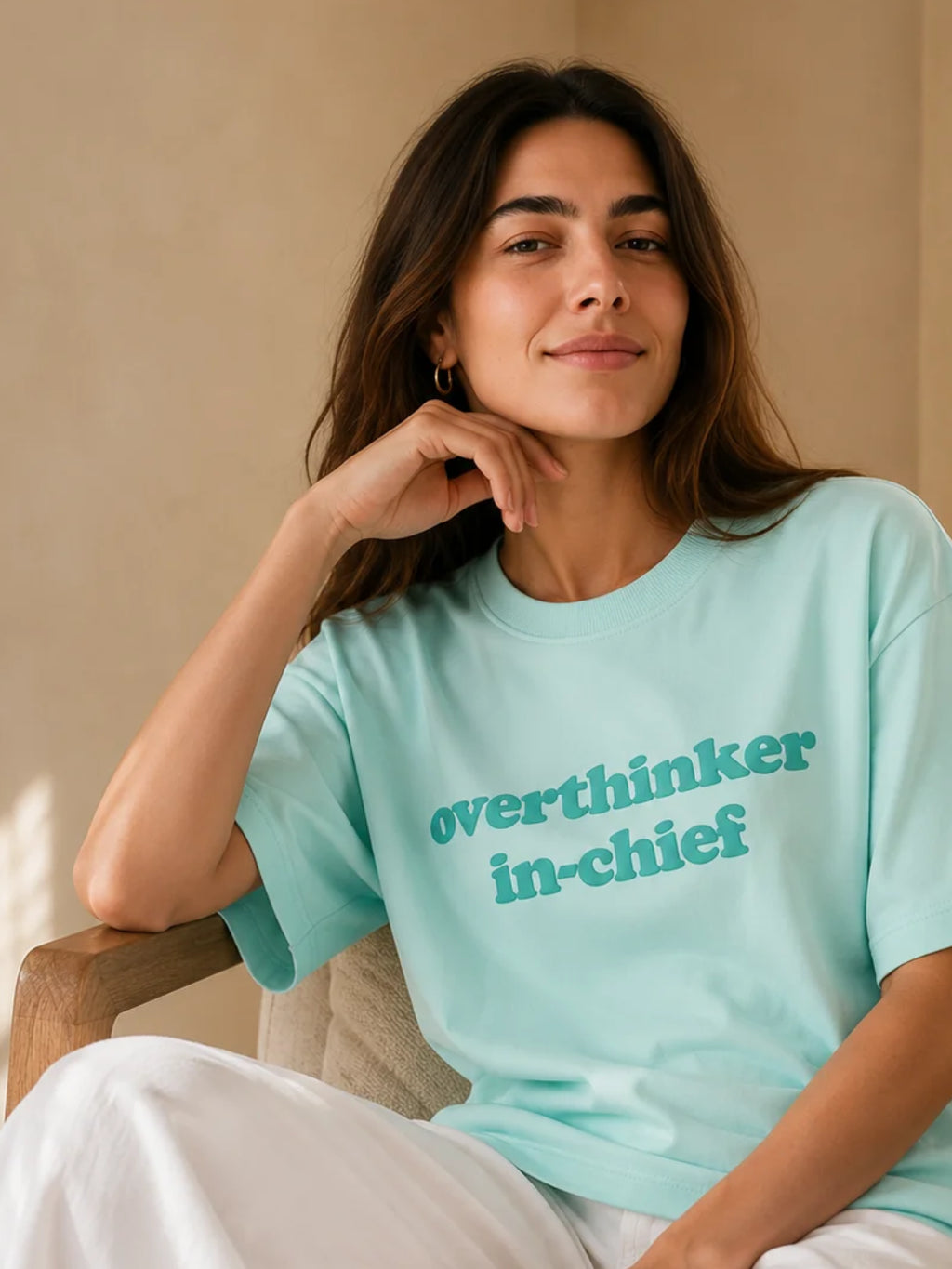 OVERTHINKER IN-CHIEF TEE SEA GLASS BLUE