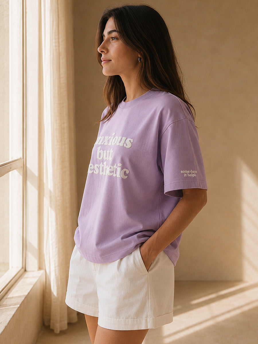ANXIOUS BUT AESTHETIC TEE WILD LAVENDER