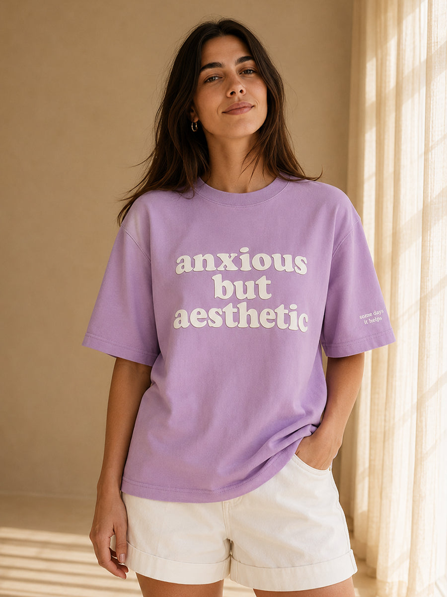ANXIOUS BUT AESTHETIC TEE WILD LAVENDER