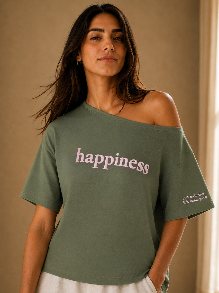 HAPPINESS SLASH TEE SAGE GREEN