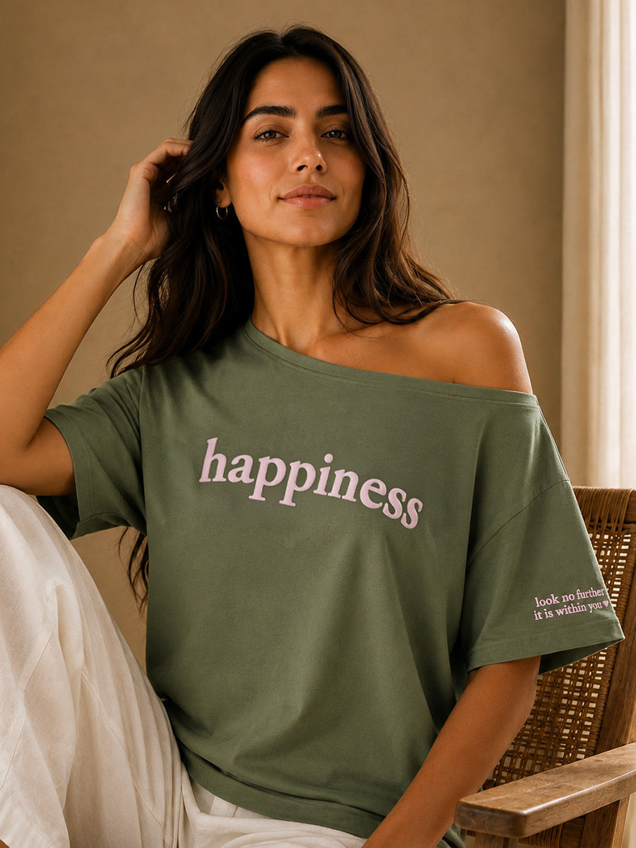 HAPPINESS SLASH TEE SAGE GREEN