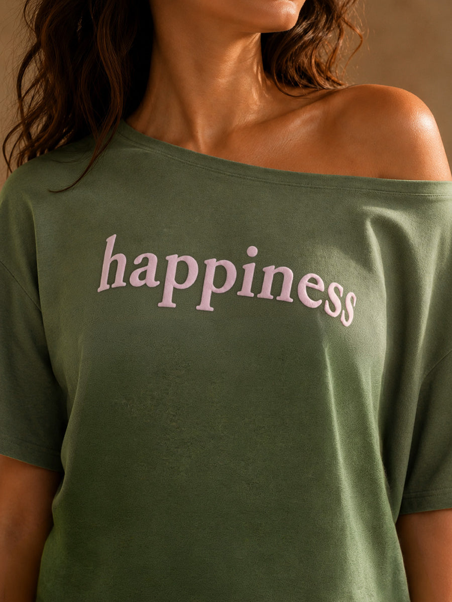 HAPPINESS SLASH TEE SAGE GREEN