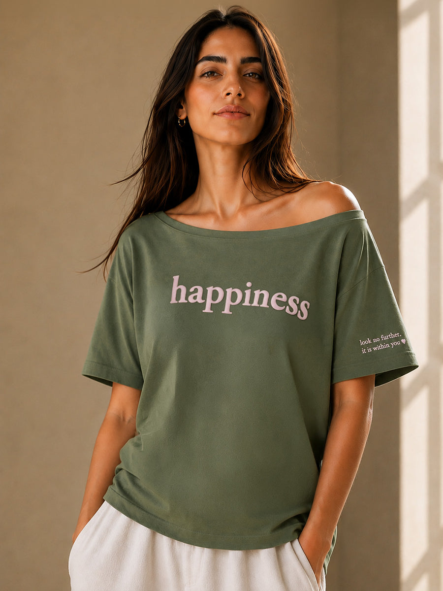 HAPPINESS SLASH TEE SAGE GREEN