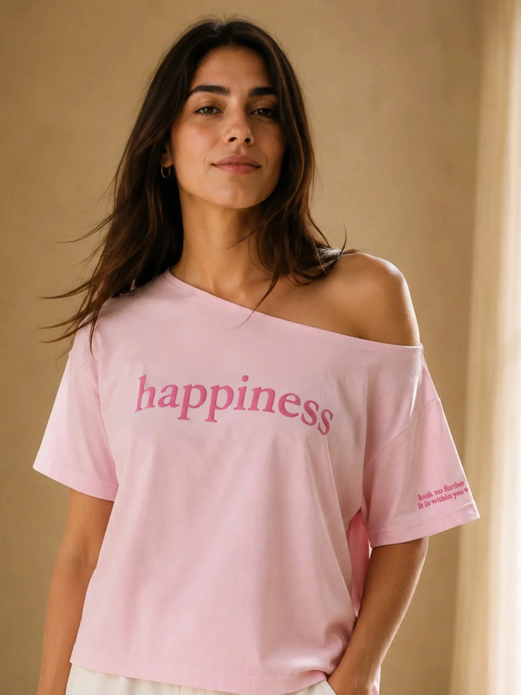 HAPPINESS SLASH TEE BLUSH PINK