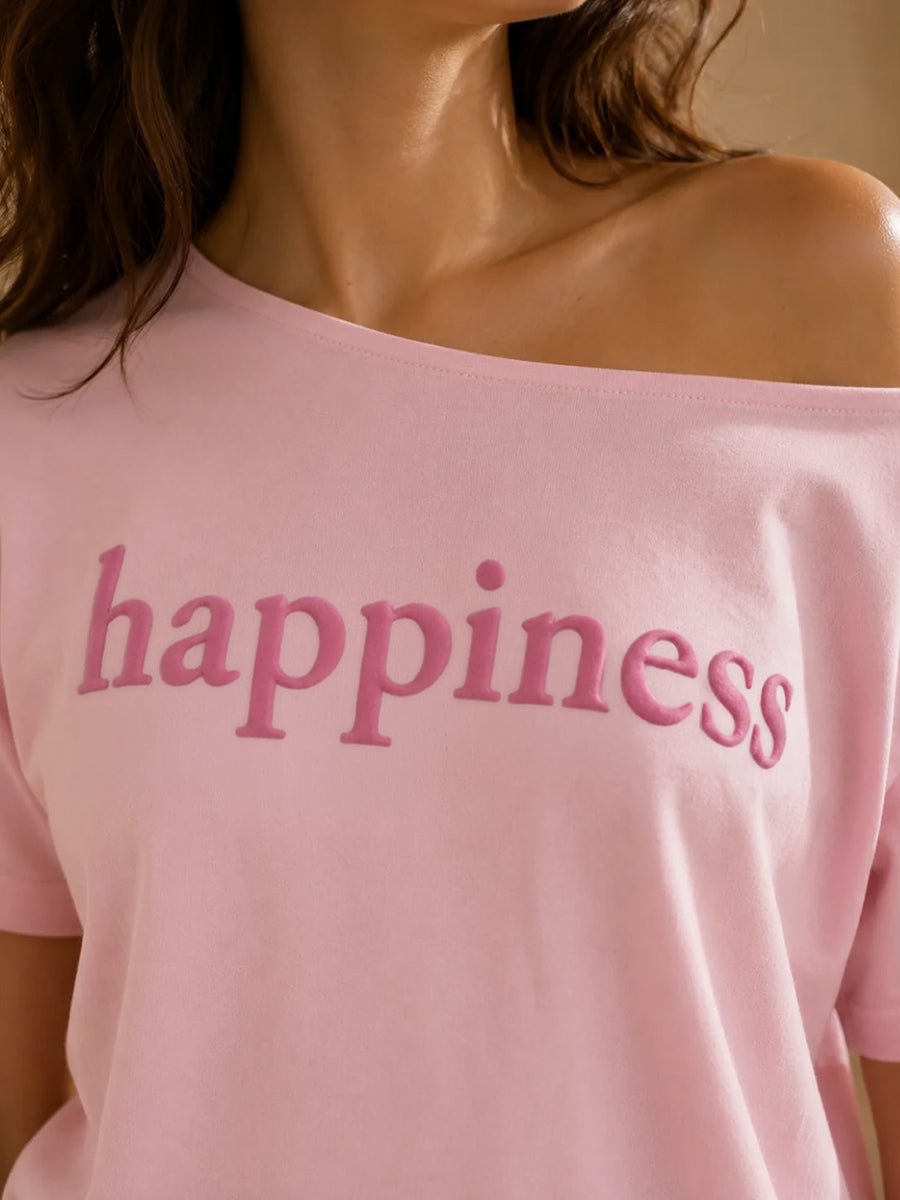 HAPPINESS SLASH TEE BLUSH PINK