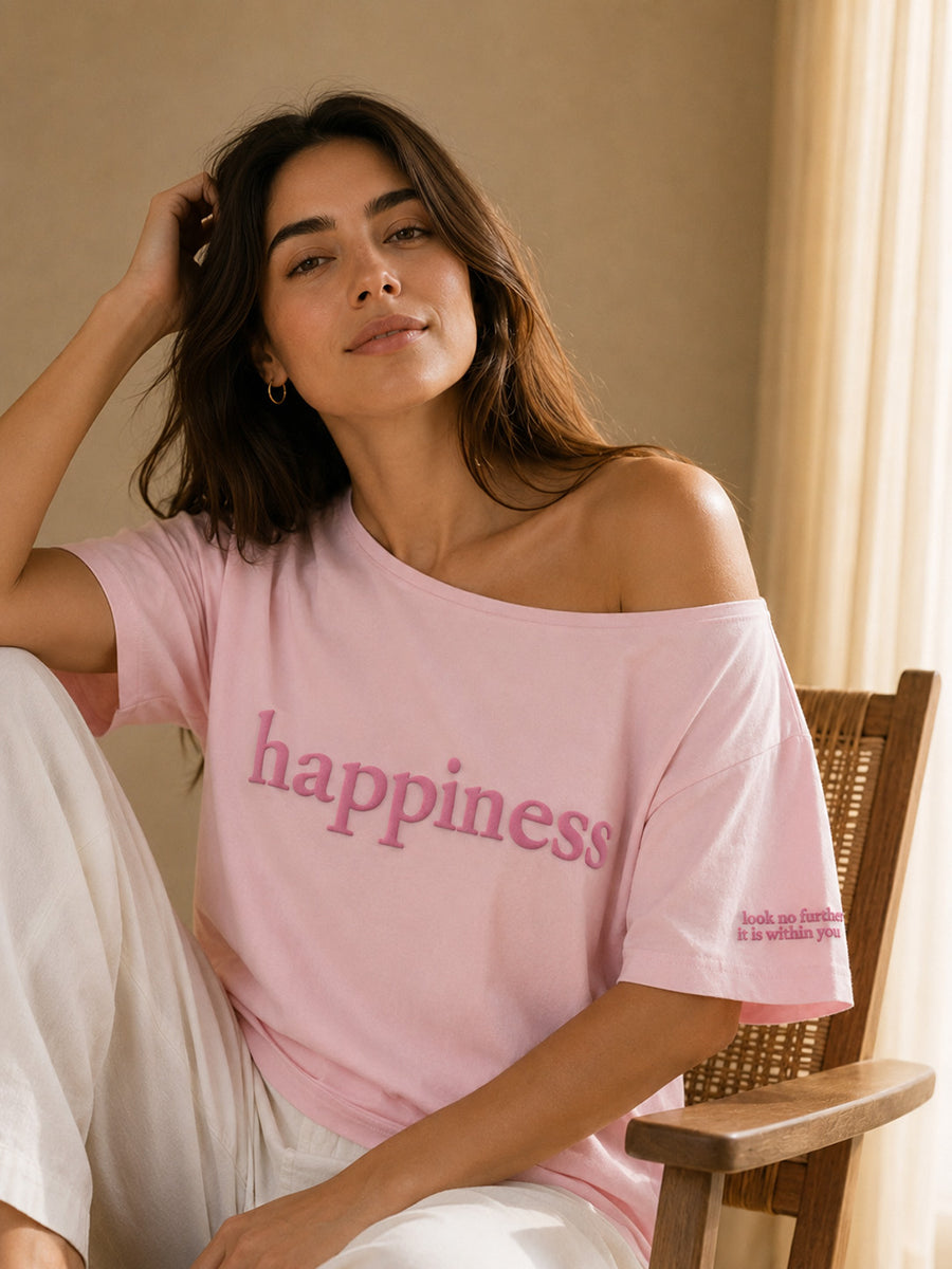 HAPPINESS SLASH TEE BLUSH PINK