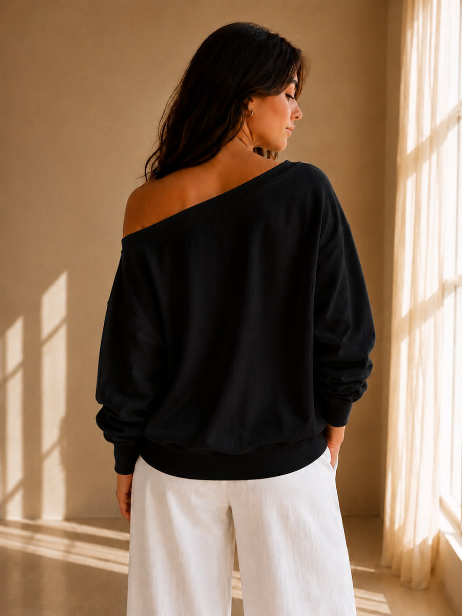 HAPPINESS SLASH TOP MIDNIGHT BLACK
