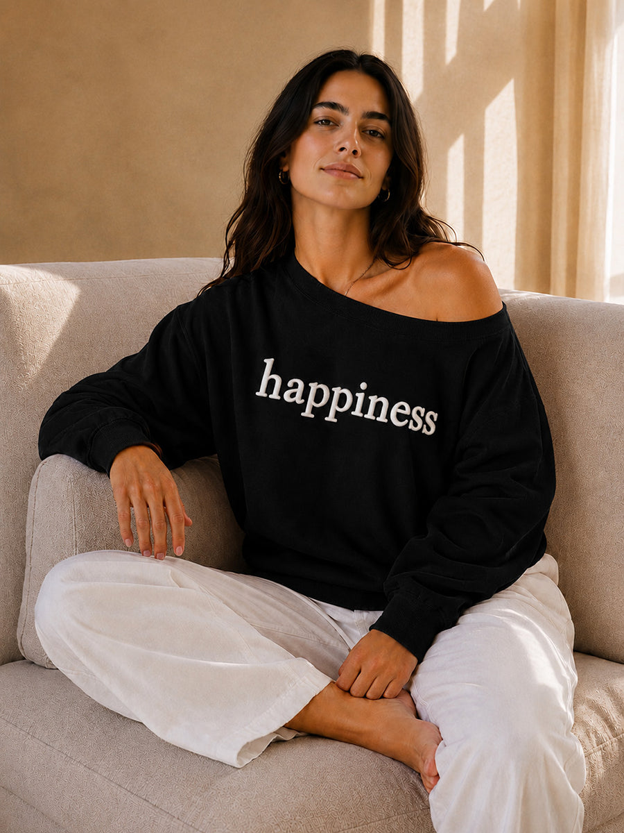 HAPPINESS SLASH TOP MIDNIGHT BLACK