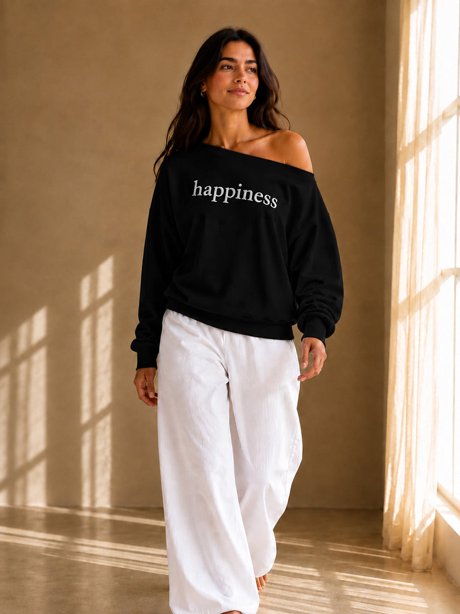 HAPPINESS SLASH TOP MIDNIGHT BLACK