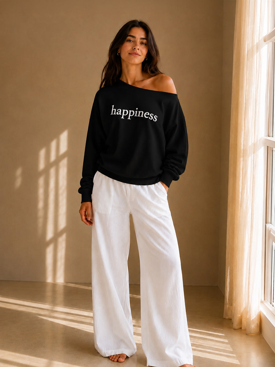 HAPPINESS SLASH TOP MIDNIGHT BLACK