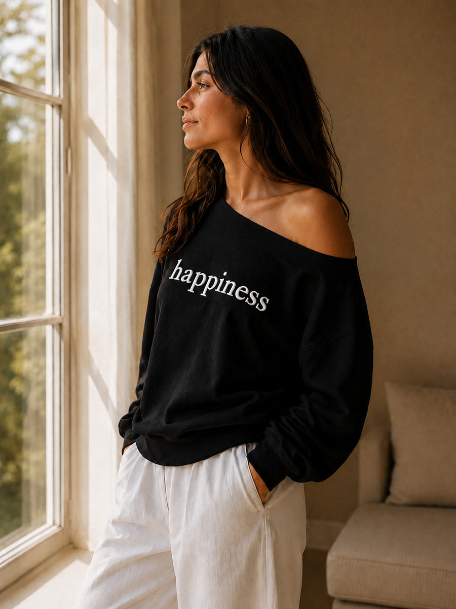 HAPPINESS SLASH TOP MIDNIGHT BLACK